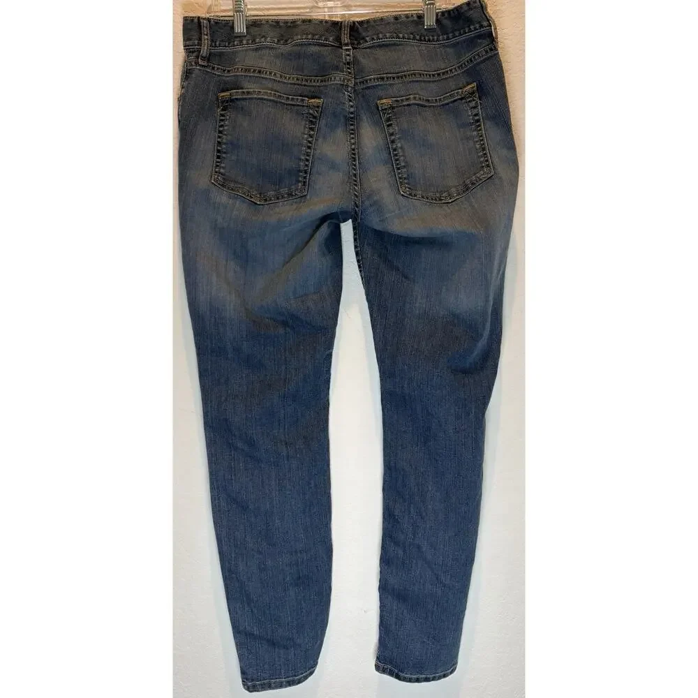 Eddie Bauer Slightly Curvy Skinny Ankle Jeans 12 Stretch Specially Dyed Print - Picture 2 of 3